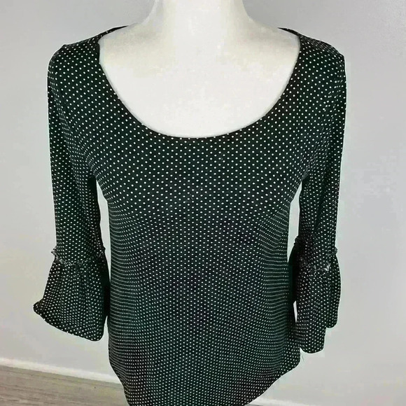 Nine Britton Black & White Polka Dot Blouse Size Small - Picture 2 of 8